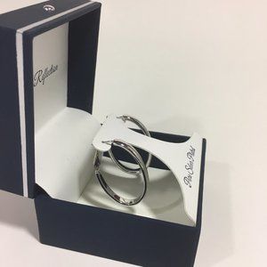 Silver Reflection Oval Hoop Pierced Earrings